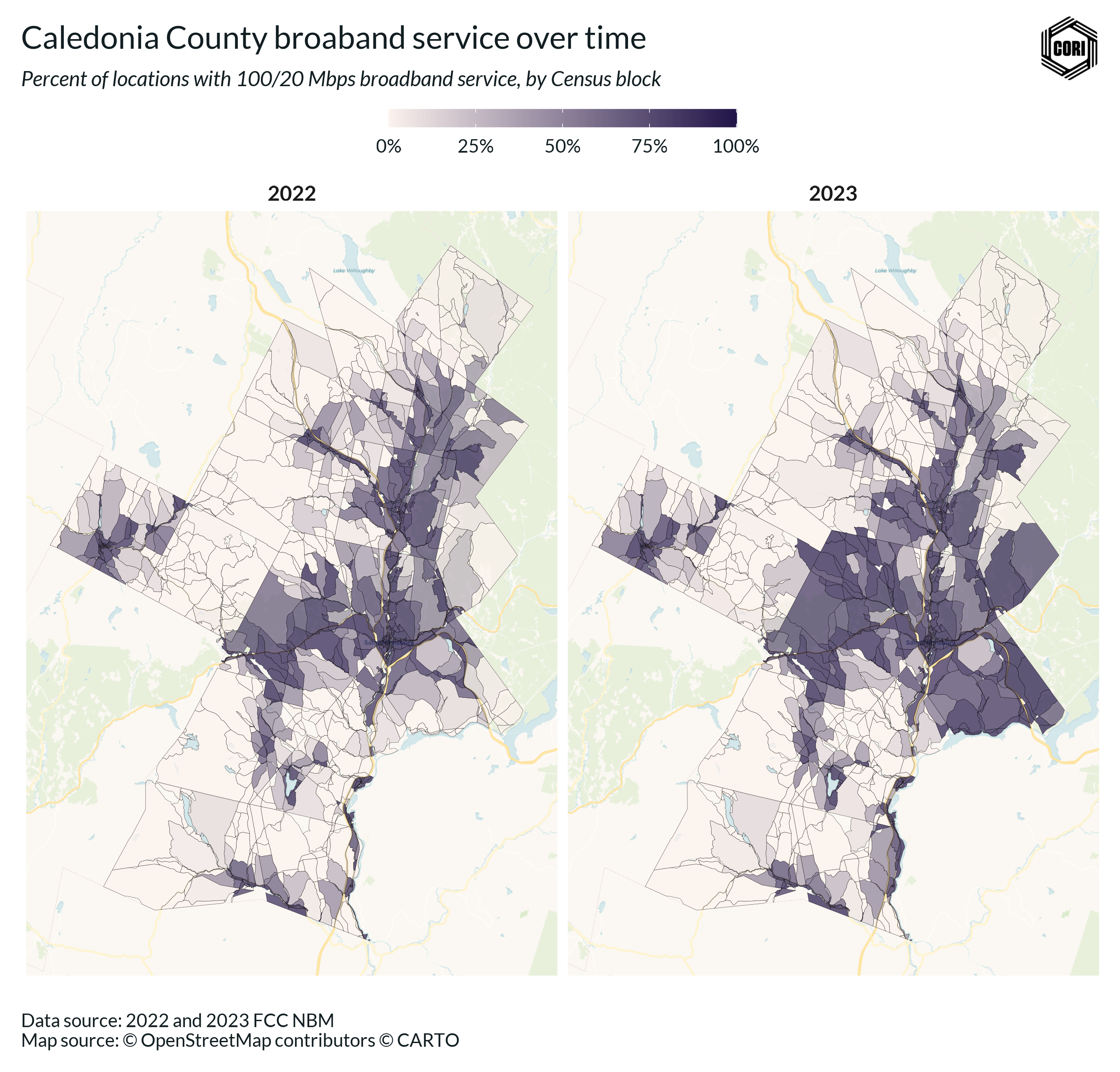 Map of Caledonia 100/20 service from 2022 to 2023